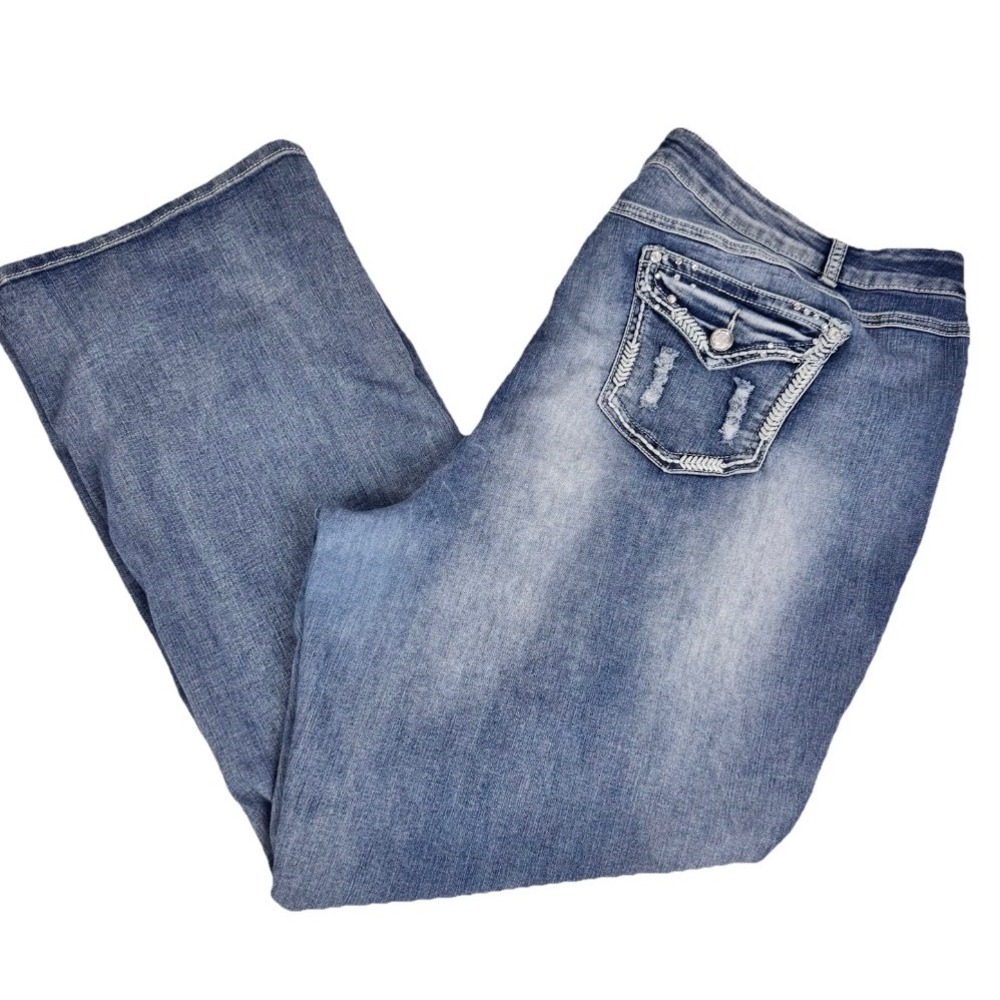 Est. 1946 Denim Bootcut Jeans Women 24W Blue Distressed Embellished Pocket